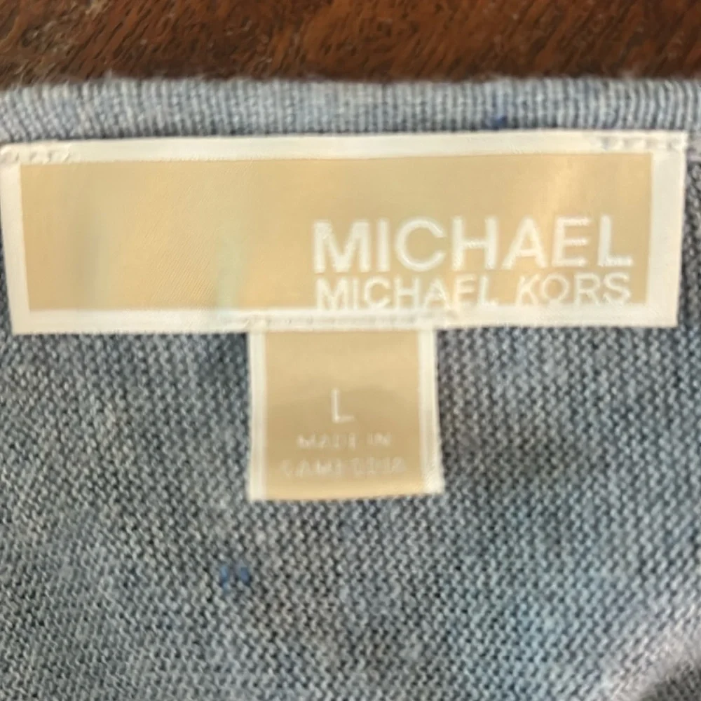 Michael Kors Heather Gray Blue Long Sleeve Sweater Cotton Blend